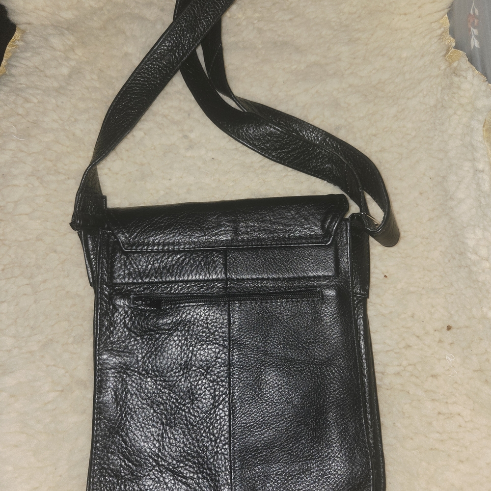 Black Leather Men's Crossbody Bag